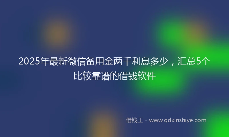 2025年最新微信备用金两千利息多少，汇总5个比较靠谱的借钱软件