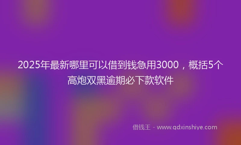 2025年最新哪里可以借到钱急用3000，概括5个高炮双黑逾期必下款软件
