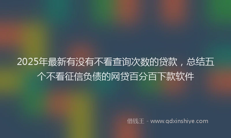 2025年最新有没有不看查询次数的贷款，总结五个不看征信负债的网贷百分百下款软件