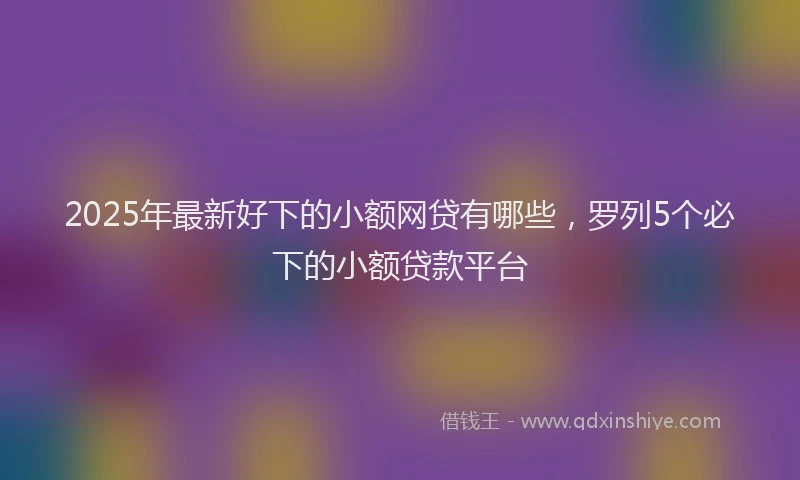2025年最新好下的小额网贷有哪些，罗列5个必下的小额贷款平台