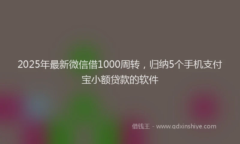 2025年最新微信借1000周转，归纳5个手机支付宝小额贷款的软件
