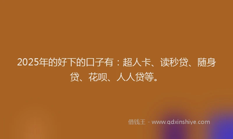 2025年的好下的口子有：超人卡、读秒贷、随身贷、花呗、人人贷等。