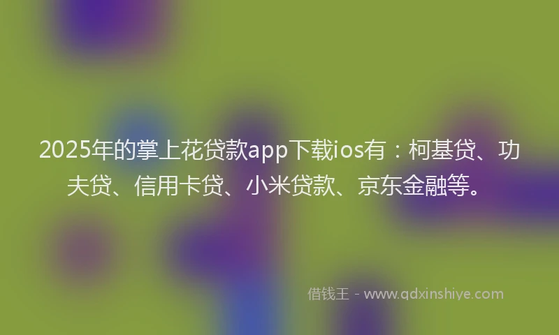 2025年的掌上花贷款app下载ios有：柯基贷、功夫贷、信用卡贷、小米贷款、京东金融等。