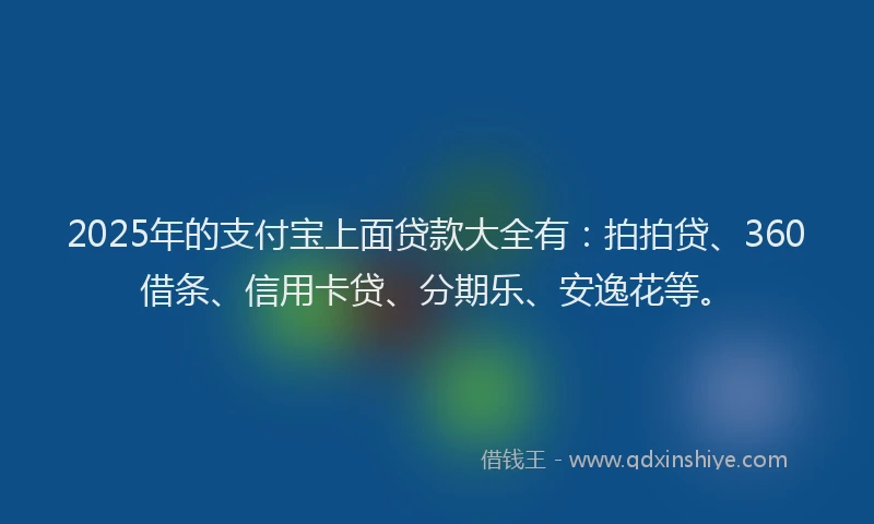 2025年的支付宝上面贷款大全有：拍拍贷、360借条、信用卡贷、分期乐、安逸花等。
