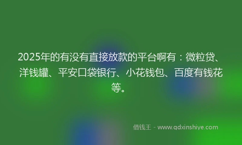 2025年的有没有直接放款的平台啊有：微粒贷、洋钱罐、平安口袋银行、小花钱包、百度有钱花等。