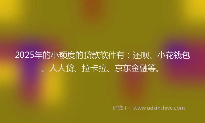 2025年的小额度的贷款软件有：还呗、小花钱包、人人贷、拉卡拉、京东金融等。