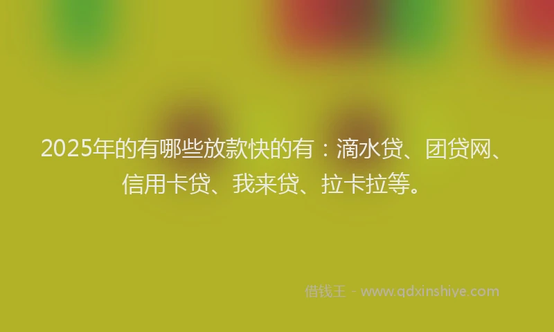 2025年的有哪些放款快的有：滴水贷、团贷网、信用卡贷、我来贷、拉卡拉等。