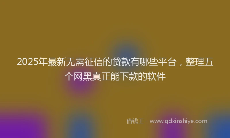 2025年最新无需征信的贷款有哪些平台，整理五个网黑真正能下款的软件
