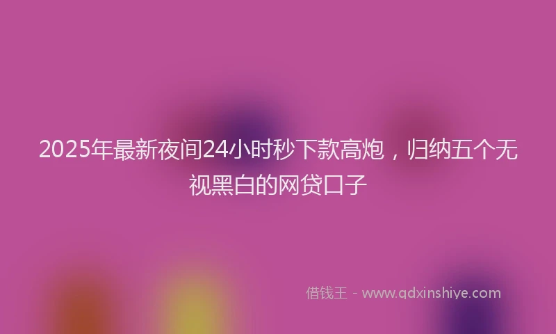 2025年最新夜间24小时秒下款高炮，归纳五个无视黑白的网贷口子