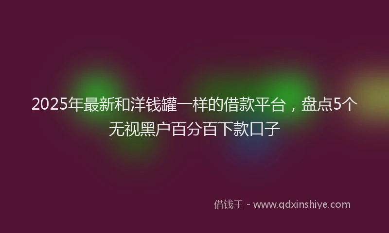 2025年最新和洋钱罐一样的借款平台，盘点5个无视黑户百分百下款口子