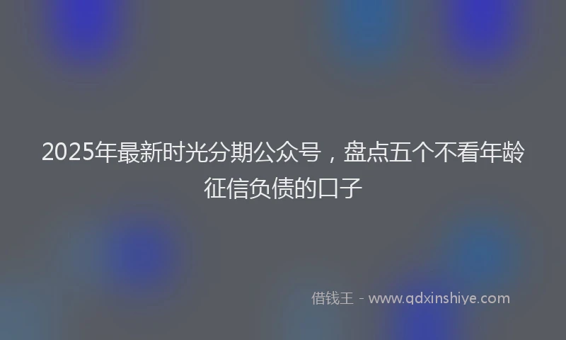 2025年最新时光分期公众号，盘点五个不看年龄征信负债的口子