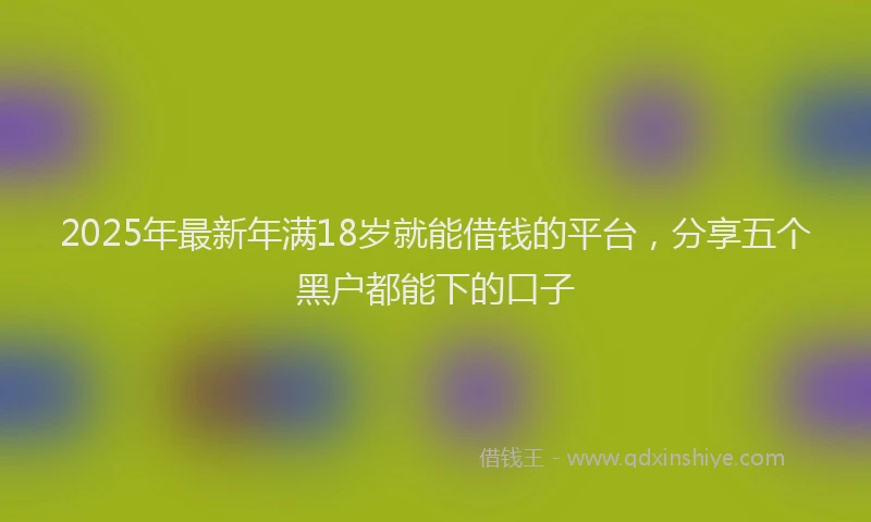 2025年最新年满18岁就能借钱的平台，分享五个黑户都能下的口子