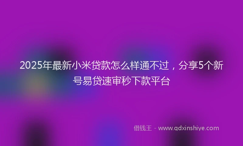 2025年最新小米贷款怎么样通不过，分享5个新号易贷速审秒下款平台