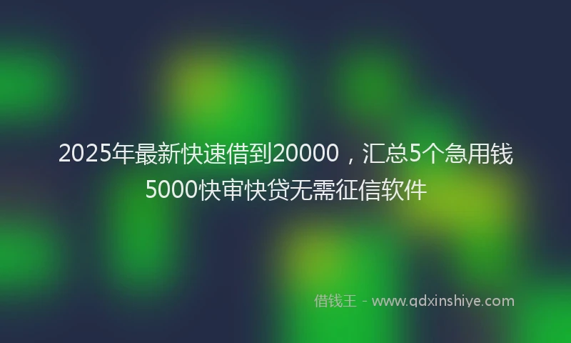 2025年最新快速借到20000，汇总5个急用钱5000快审快贷无需征信软件