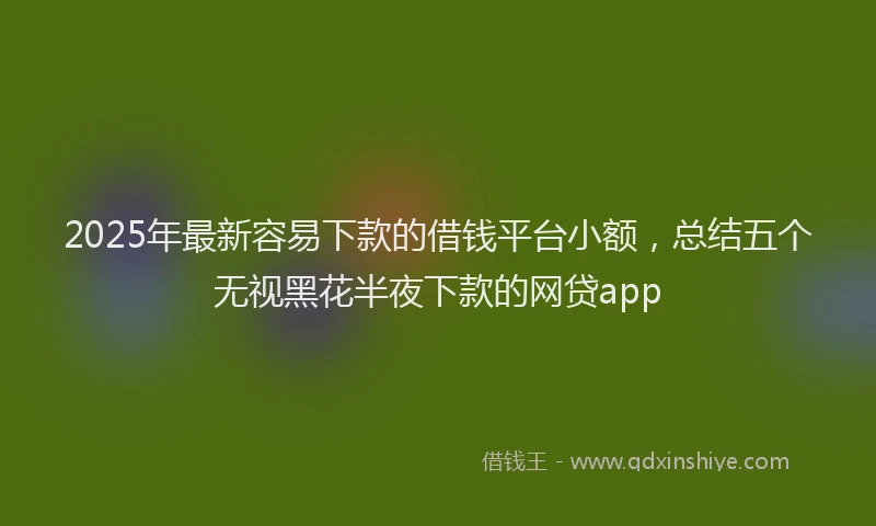 2025年最新容易下款的借钱平台小额，总结五个无视黑花半夜下款的网贷app