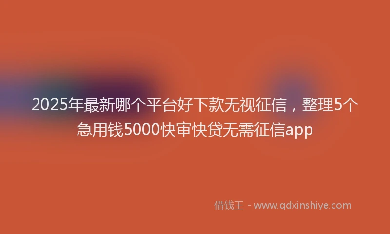 2025年最新哪个平台好下款无视征信，整理5个急用钱5000快审快贷无需征信app