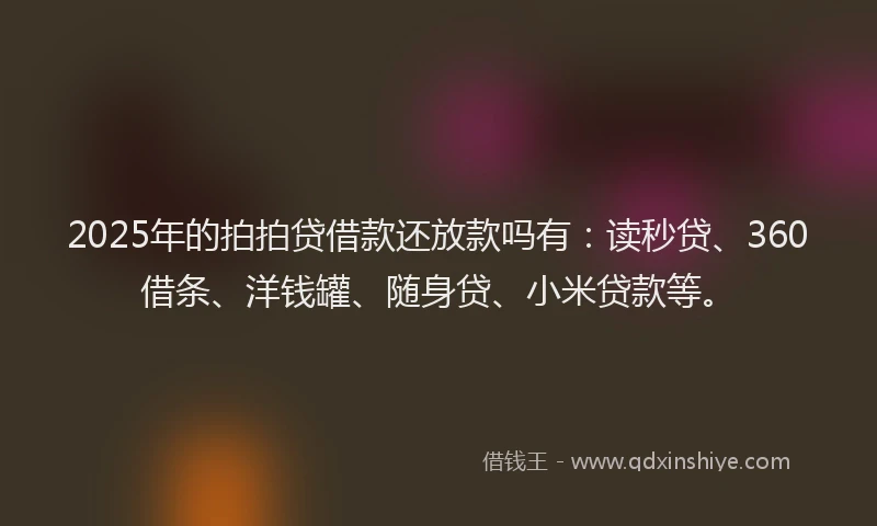 2025年的拍拍贷借款还放款吗有：读秒贷、360借条、洋钱罐、随身贷、小米贷款等。