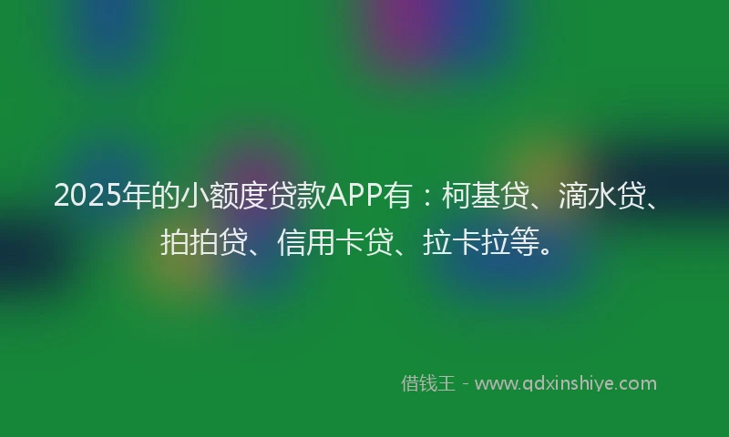2025年的小额度贷款APP有：柯基贷、滴水贷、拍拍贷、信用卡贷、拉卡拉等。