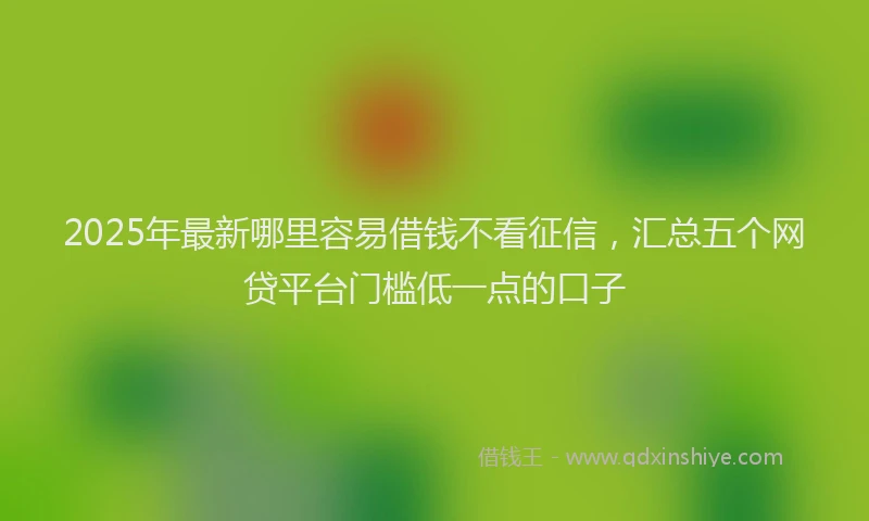 2025年最新哪里容易借钱不看征信，汇总五个网贷平台门槛低一点的口子