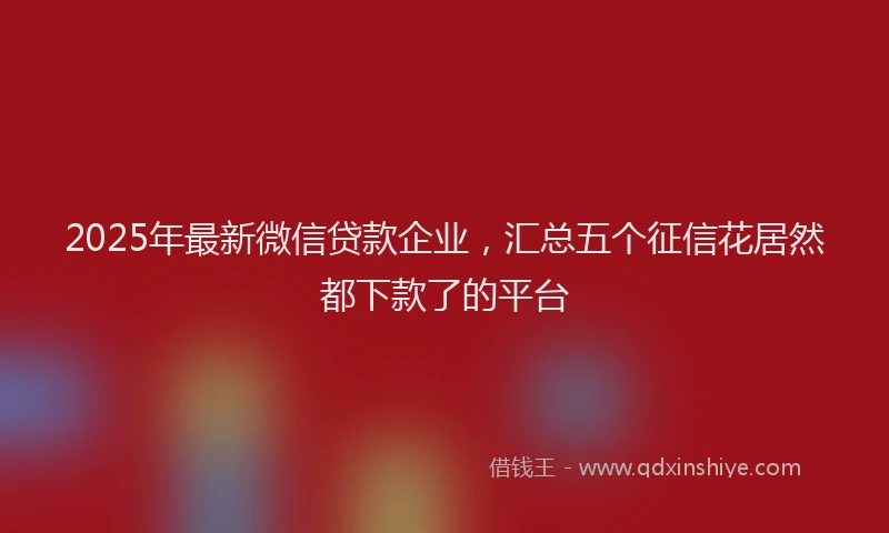 2025年最新微信贷款企业，汇总五个征信花居然都下款了的平台