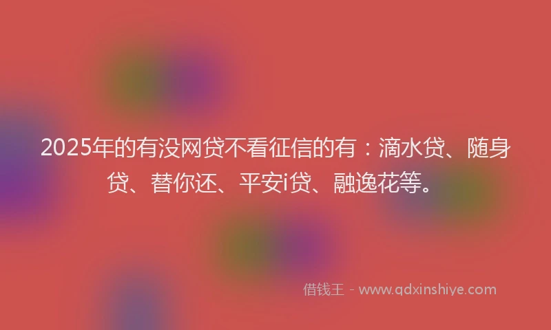 2025年的有没网贷不看征信的有：滴水贷、随身贷、替你还、平安i贷、融逸花等。