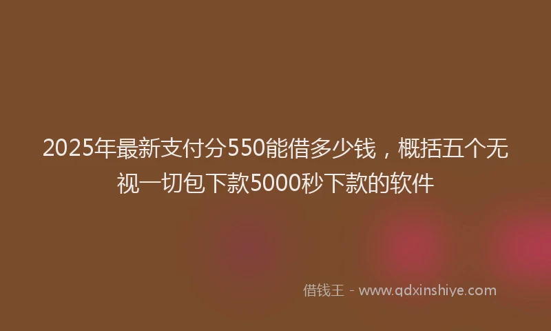 2025年最新支付分550能借多少钱，概括五个无视一切包下款5000秒下款的软件