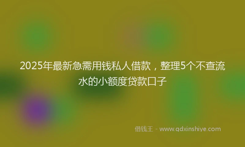 2025年最新急需用钱私人借款，整理5个不查流水的小额度贷款口子
