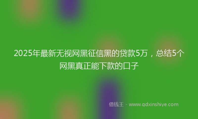 2025年最新无视网黑征信黑的贷款5万，总结5个网黑真正能下款的口子