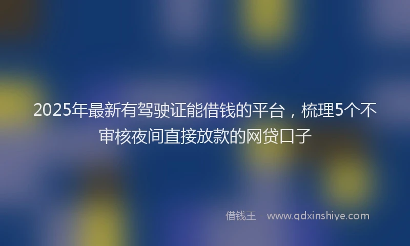 2025年最新有驾驶证能借钱的平台，梳理5个不审核夜间直接放款的网贷口子