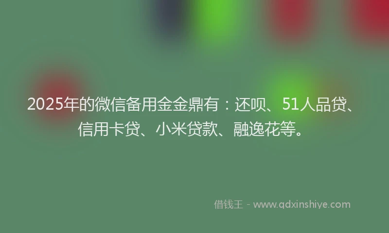 2025年的微信备用金金鼎有：还呗、51人品贷、信用卡贷、小米贷款、融逸花等。