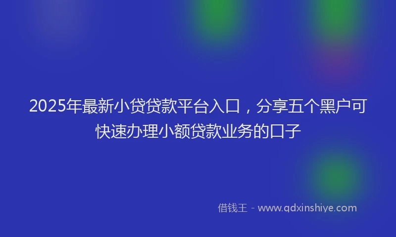 2025年最新小贷贷款平台入口，分享五个黑户可快速办理小额贷款业务的口子