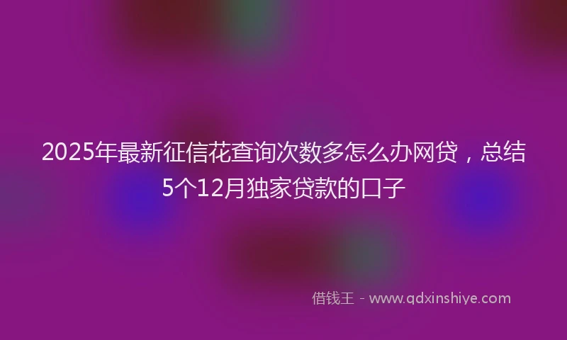 2025年最新征信花查询次数多怎么办网贷，总结5个12月独家贷款的口子