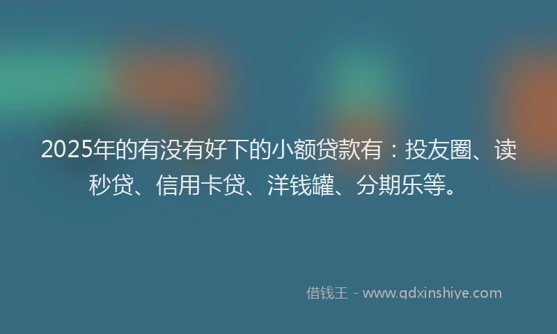 2025年的有没有好下的小额贷款有：投友圈、读秒贷、信用卡贷、洋钱罐、分期乐等。