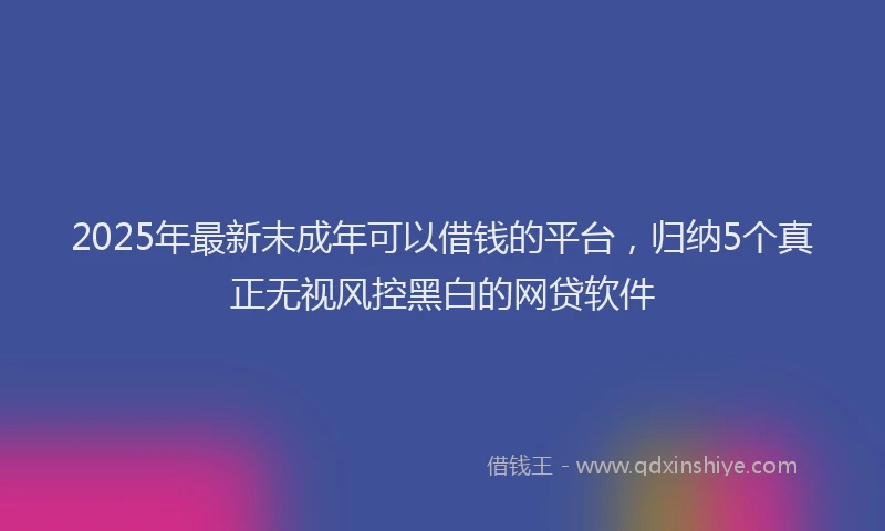 2025年最新末成年可以借钱的平台，归纳5个真正无视风控黑白的网贷软件