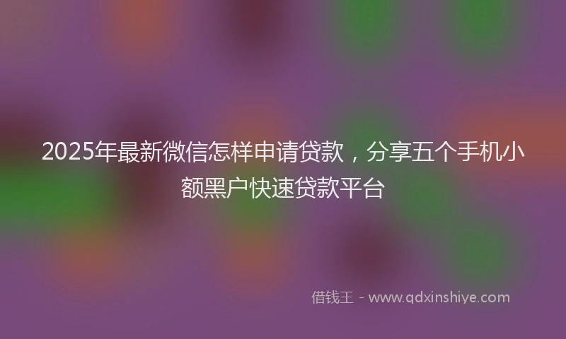 2025年最新微信怎样申请贷款，分享五个手机小额黑户快速贷款平台