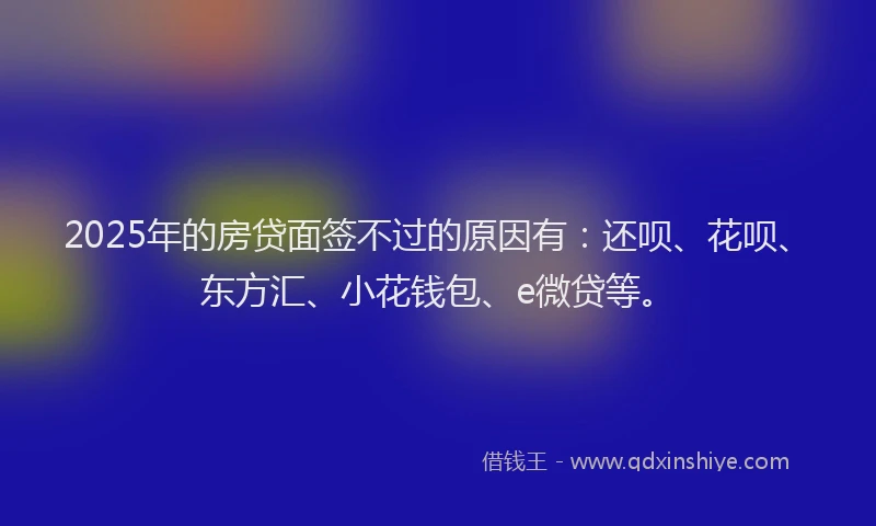 2025年的房贷面签不过的原因有：还呗、花呗、东方汇、小花钱包、e微贷等。