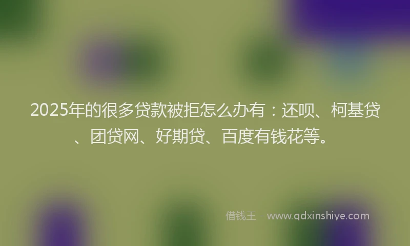 2025年的很多贷款被拒怎么办有：还呗、柯基贷、团贷网、好期贷、百度有钱花等。