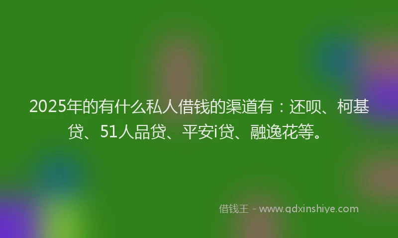 2025年的有什么私人借钱的渠道有：还呗、柯基贷、51人品贷、平安i贷、融逸花等。