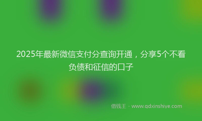 2025年最新微信支付分查询开通，分享5个不看负债和征信的口子