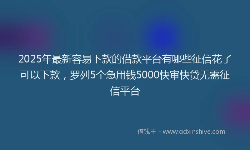 2025年最新容易下款的借款平台有哪些征信花了可以下款，罗列5个急用钱5000快审快贷无需征信平台