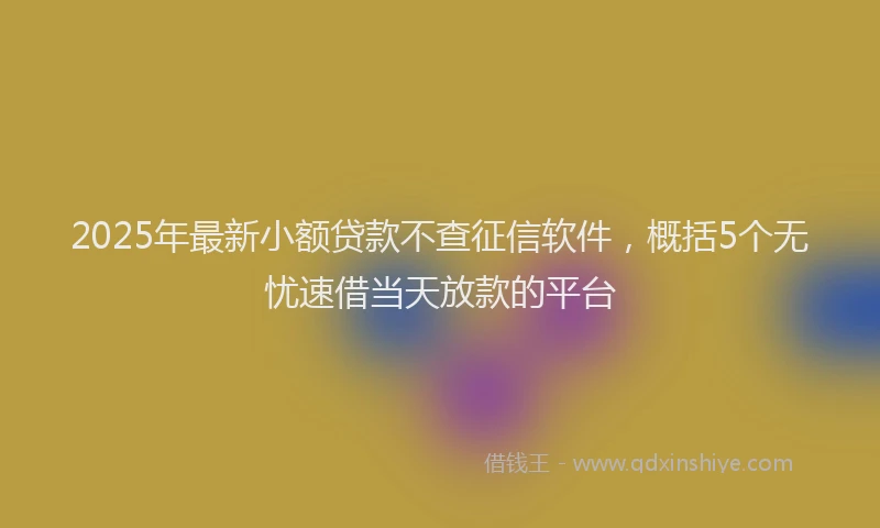 2025年最新小额贷款不查征信软件，概括5个无忧速借当天放款的平台