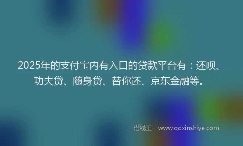 2025年的支付宝内有入口的贷款平台有：还呗、功夫贷、随身贷、替你还、京东金融等。