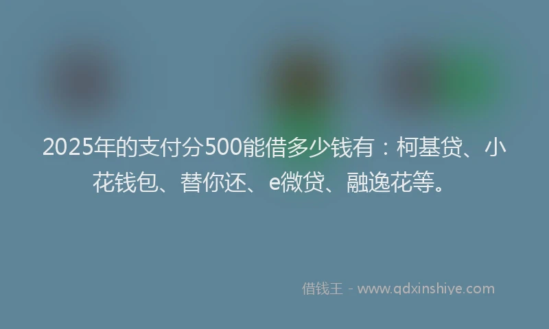 2025年的支付分500能借多少钱有：柯基贷、小花钱包、替你还、e微贷、融逸花等。