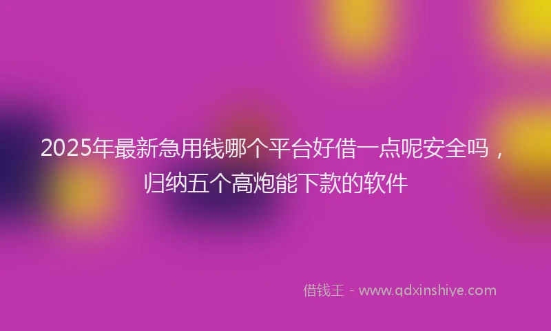 2025年最新急用钱哪个平台好借一点呢安全吗，归纳五个高炮能下款的软件
