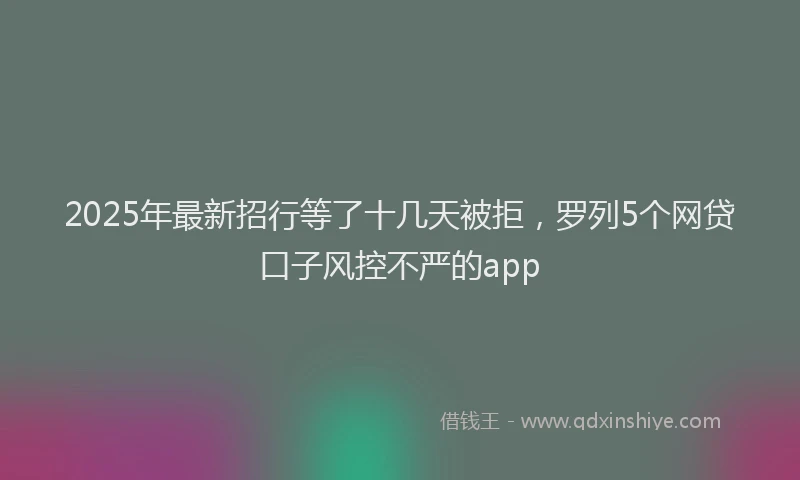 2025年最新招行等了十几天被拒，罗列5个网贷口子风控不严的app