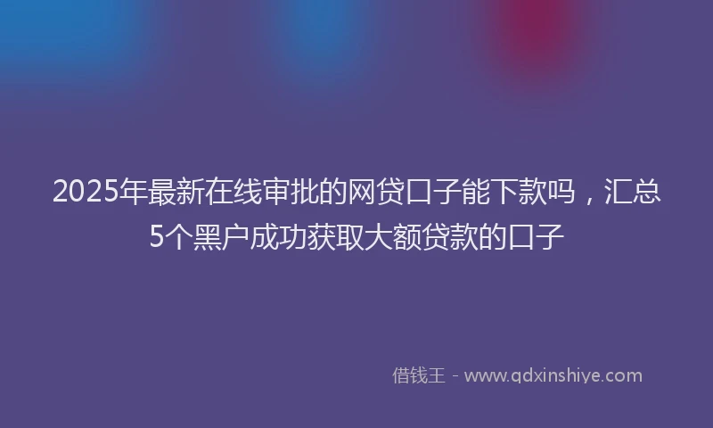 2025年最新在线审批的网贷口子能下款吗，汇总5个黑户成功获取大额贷款的口子
