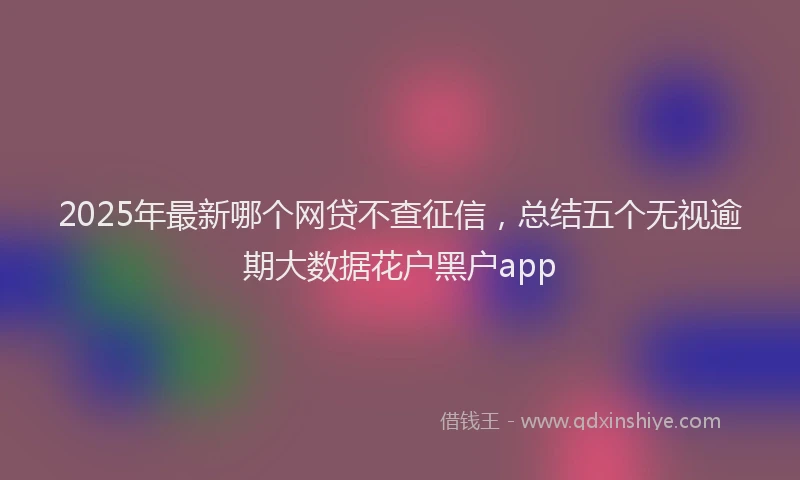 2025年最新哪个网贷不查征信，总结五个无视逾期大数据花户黑户app