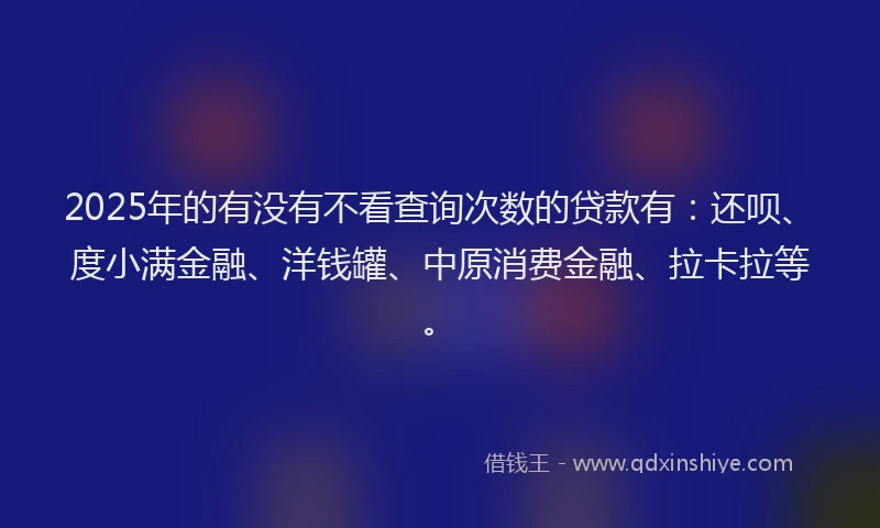 2025年的有没有不看查询次数的贷款有：还呗、度小满金融、洋钱罐、中原消费金融、拉卡拉等。