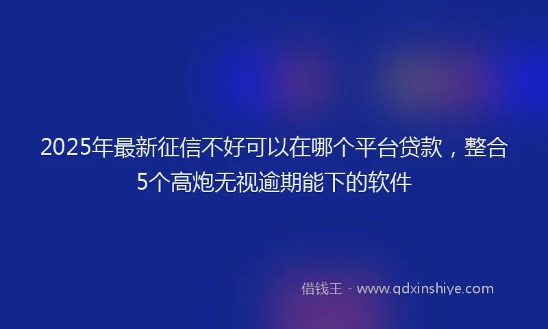 2025年最新征信不好可以在哪个平台贷款，整合5个高炮无视逾期能下的软件