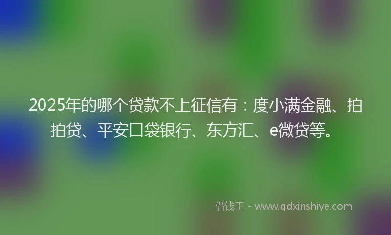 2025年的哪个贷款不上征信有：度小满金融、拍拍贷、平安口袋银行、东方汇、e微贷等。